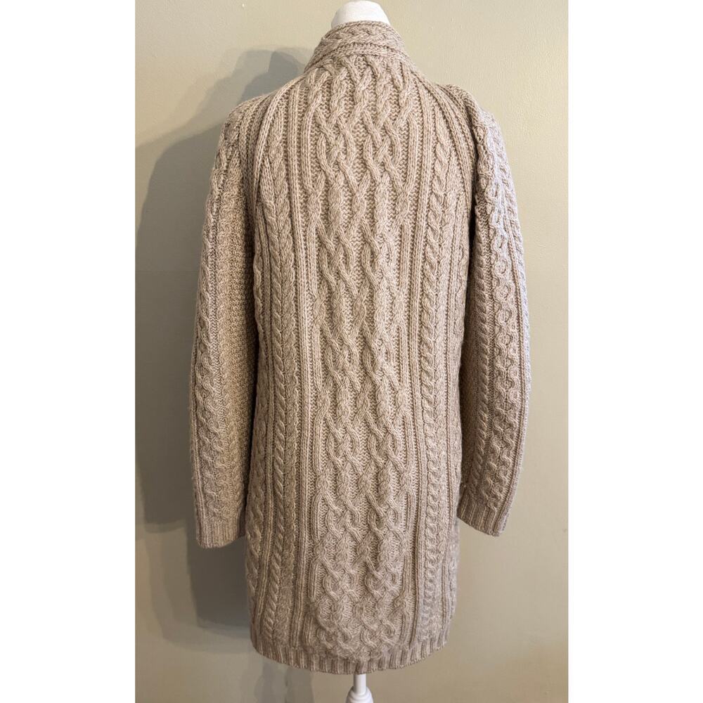 ARAN CRAFTS Vintage Chunky Knit Buttons Cardigan Cable Knit Fisherman Size L - Picture 4 of 7